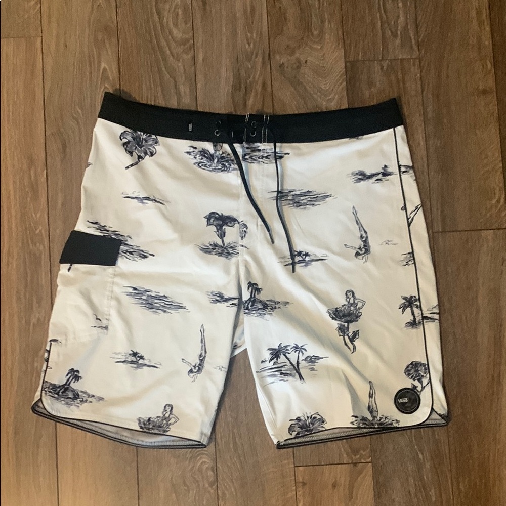Vans Black and White Board Shorts Swimwear